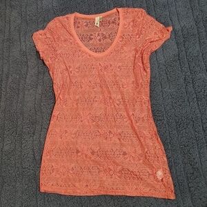 BKE Coral Lace Short Sleeve Top